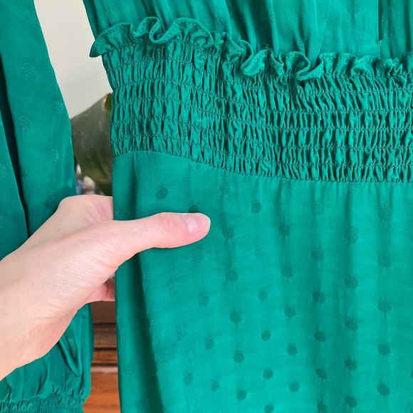 Sandro Green Satin Long Sleeve Mini Dress with Zipper Collar, Size Small - Picture 12 of 12